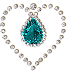 un coeur avec un diamant vert clair
